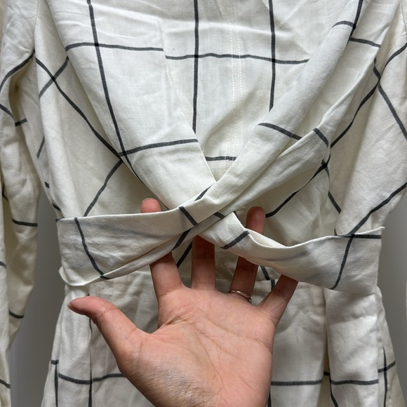 STAUD Cream And Black Windowpane Crosshill Mini Dress - Picture 7 of 14